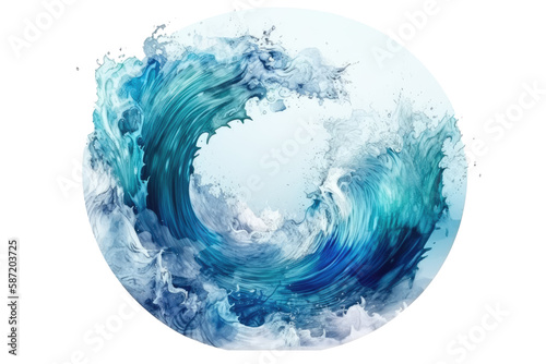 Blue Round The Wave on isolated transparent background  png. Generative AI