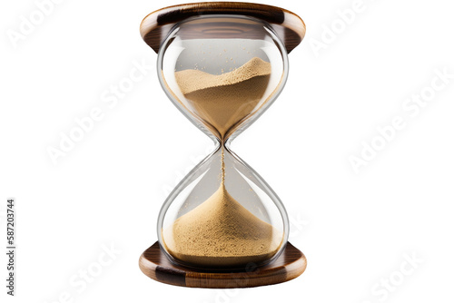 Hourglass on isolated transparent background, png. Generative AI