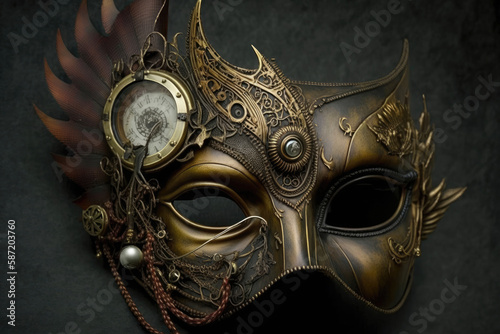 Steampunk Carnival Mask. Generative AI © Ян Заболотний