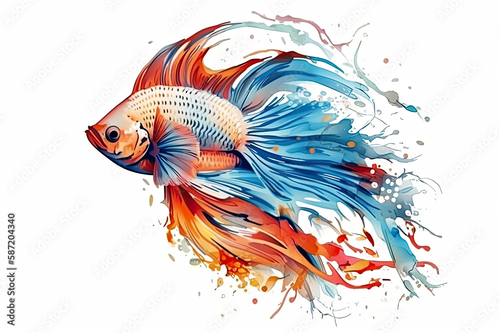 Beautiful Fighting fish art on white background
