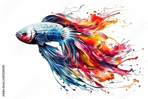 Beautiful Fighting fish art on white background © rufous