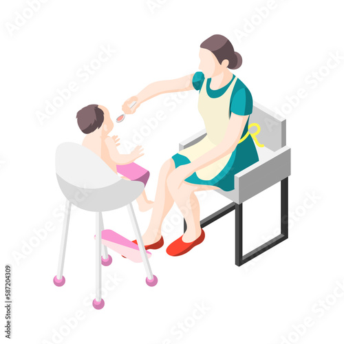 Isometric Housewife Illustration