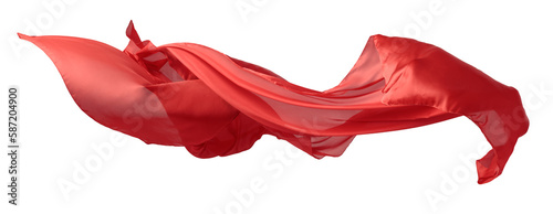 Cuadro en lienzo Smooth elegant red transparent cloth on a white background.