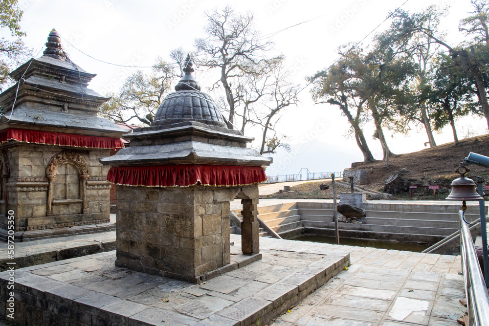 Indrasthan Temple and Indradaha Pond in KaluPande Hills, Chandragiri, Kathmandu, Nepal Indrasthan Temple and Indradaha Pond in KaluPande Hills, Chandragiri, Kathmandu, Nepal