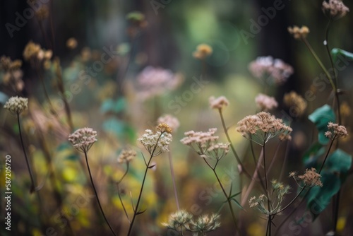 Wildflowers Wild Sarsaparilla Background. Generative AI