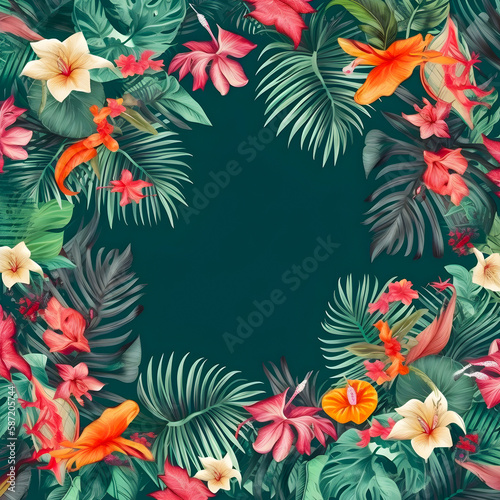 Watercolor floral frame illustration  Generative AI