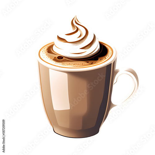 Cappuccino cup isolated on transparent background. Generative AI
