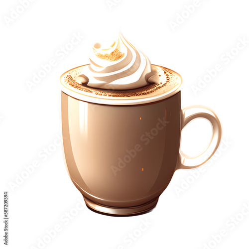 Cappuccino cup isolated on transparent background. Generative AI