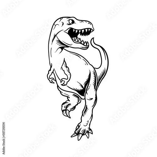 Hand drawn illustration of a tyrannosaurus outline