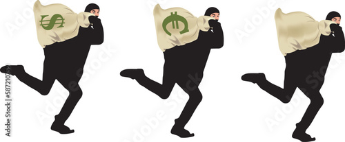 masked thief who escapes with sack of dollars and euros-