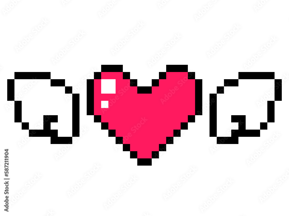 Obraz premium ドット絵の天使のハート