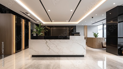 Luxury and contemporary lobby area interior design. Generative AI