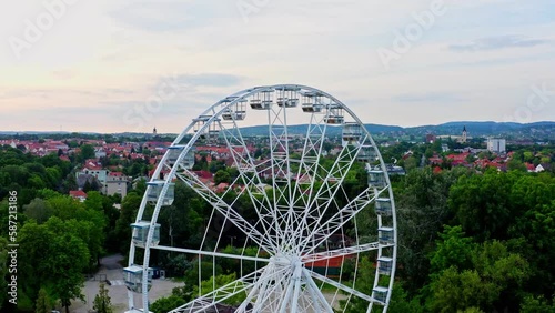 Keszthely, Hungary, Lake Balaton. Aerial view of ferris wheel