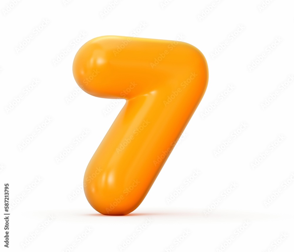 3D render of an orange jelly number 7 isolated on a white background 3d illustration 3D render of an orange jelly number 7 isolated on a white background 3d illustration