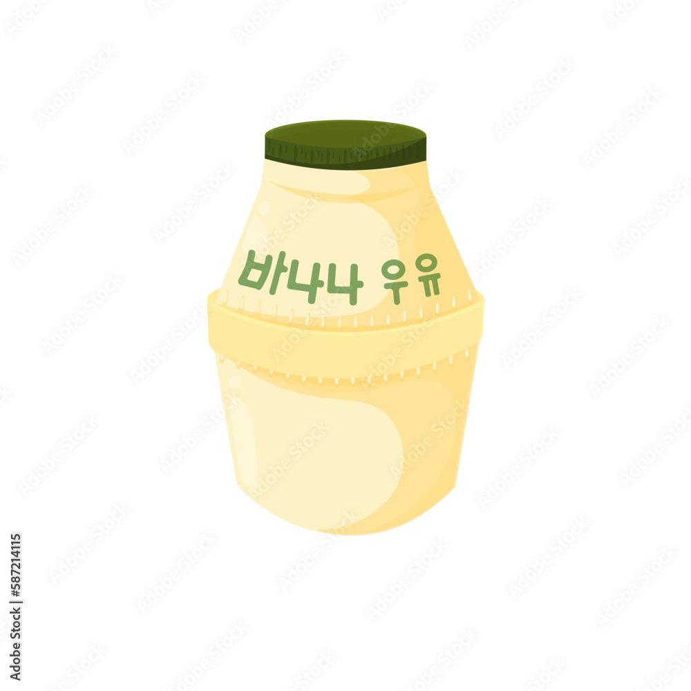 Korean Banana Milk Illustration Logo on a Container Bottle Korean Banana Milk Illustration Logo on a Container Bottle