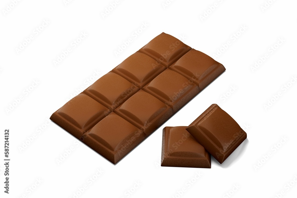 3D illustration of a chocolate bar isolated on a white background 3D illustration of a chocolate bar isolated on a white background
