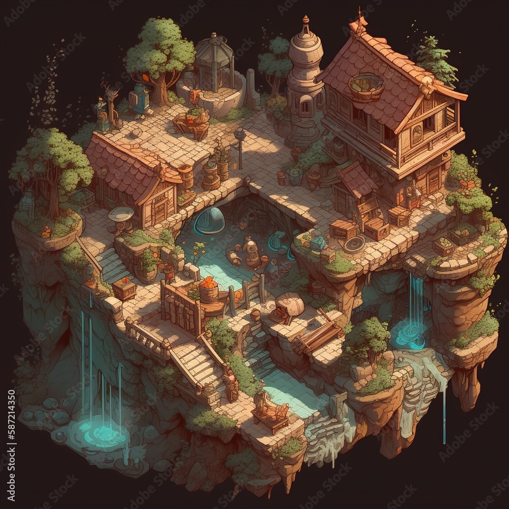 Naklejka premium Isometric fantasy art