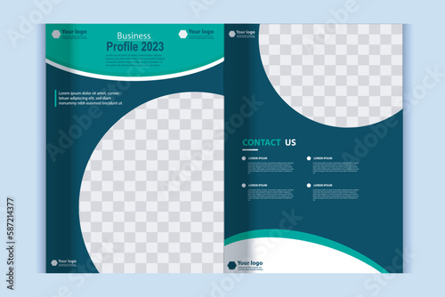 Company profile brochure template layout design, two page business brochure design, template layout design for modern business brochure