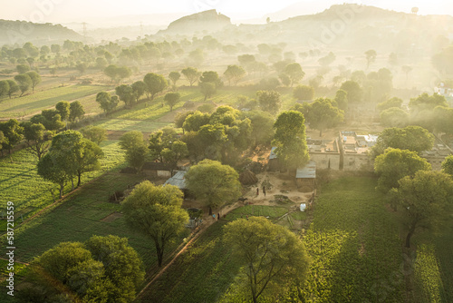 Panorama dall'alto paesaggi rurali India