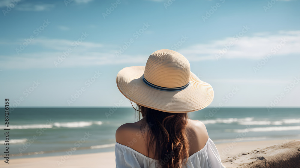 relaxed woman on vacation on the beach