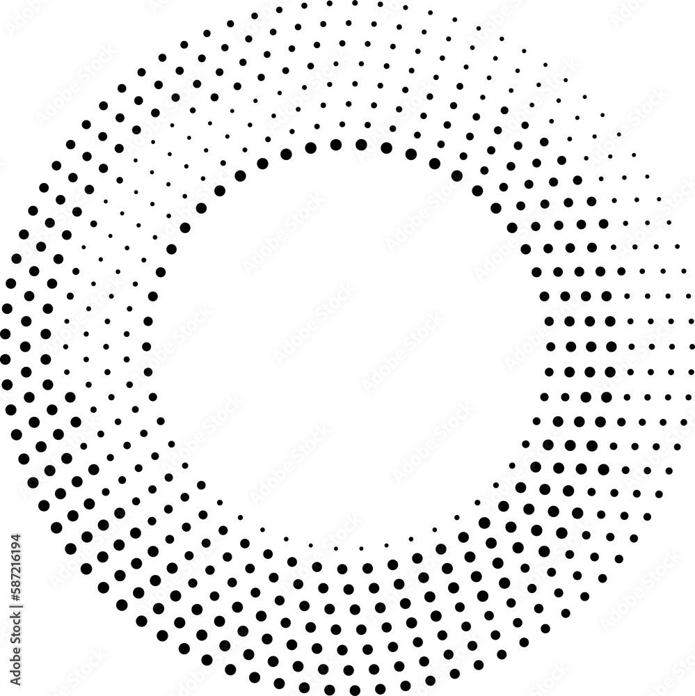Halftone circle pattern frame border with dots