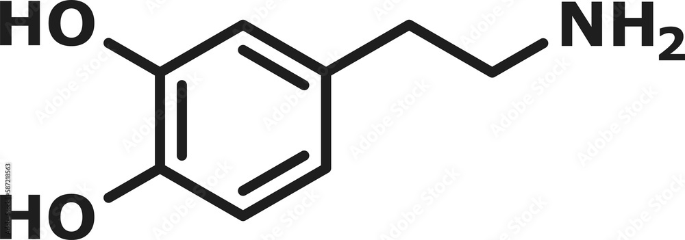 Dopamine human hormone molecule chemical structure Dopamine human hormone molecule chemical structure
