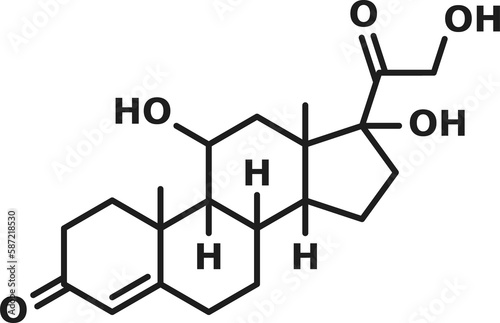 Cortisol chemical molecule adrenal hormone formula
