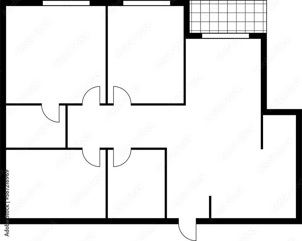Apartment floor plan, house rooms vector blueprint
