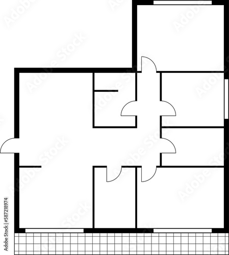Floor plan of apartment house rooms, blueprint