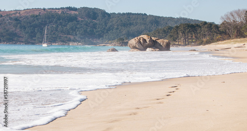 Beautiful Nerga beach in Cangas, Galicia