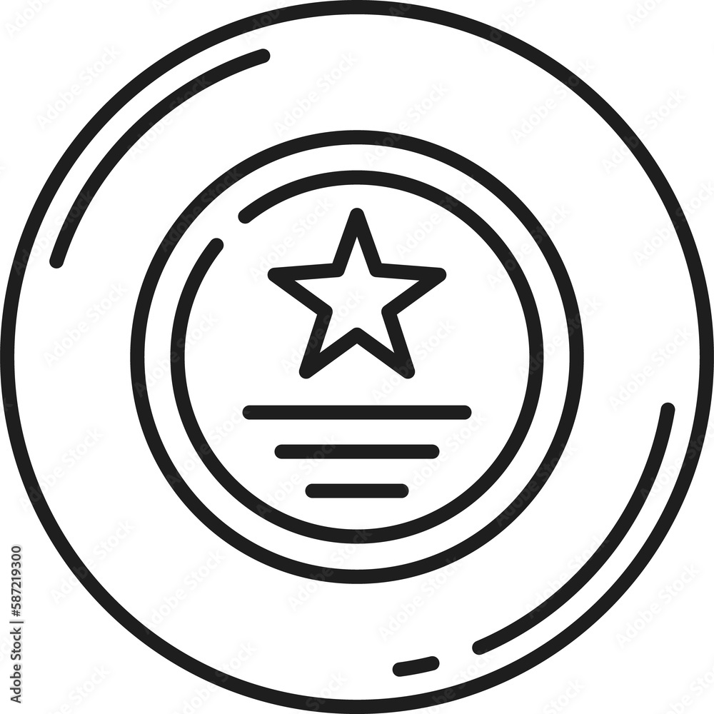 Trophy plate award line icon, victory star reward Trophy plate award line icon, victory star reward