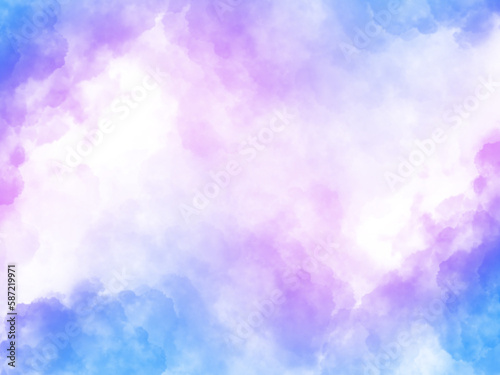 Blue-purple two-tone clouds on a transparent background, used for graphic elements or photo editing.