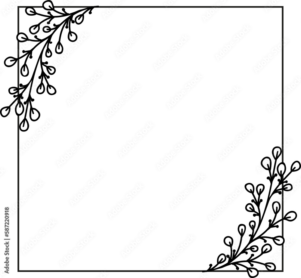 Ornate border floral wedding frame for invitations