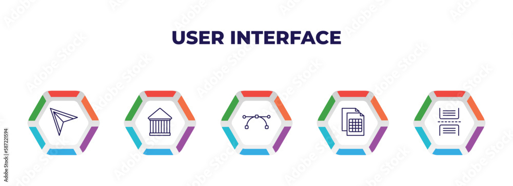 Vecteur Stock editable outline icons with infographic template ...