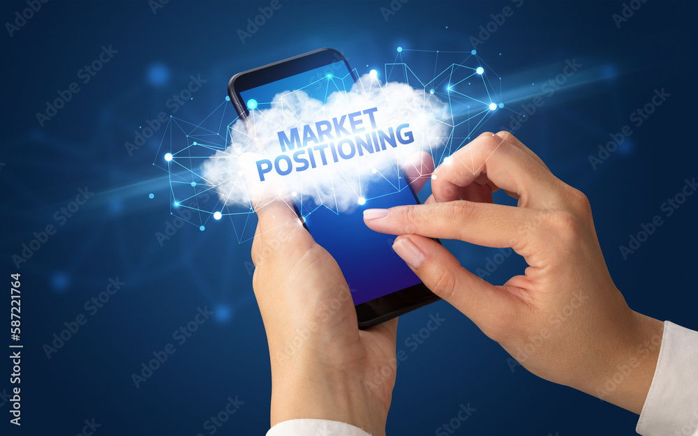 Hand using smartphone with cloud business concept Hand using smartphone with cloud business concept