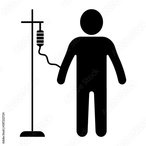 Drip patient cancer icon, chemotherapy treatment oncology, therapy medical dropper