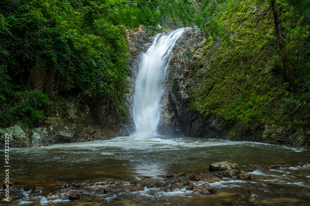 Beautiful deep forest waterfall at Thailand.