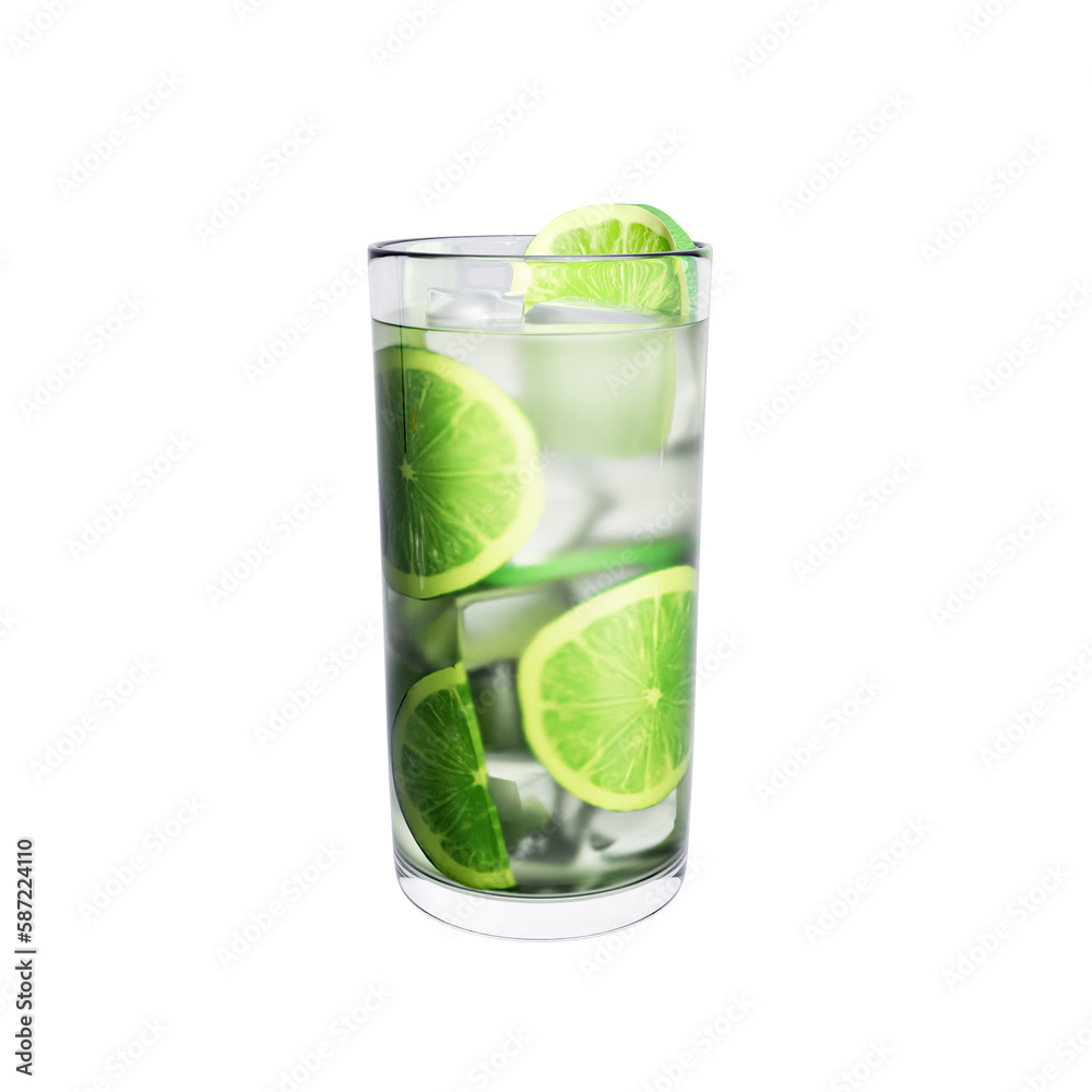 Caipirinha cocktail on white background. 3d rendering Caipirinha cocktail on white background. 3d rendering