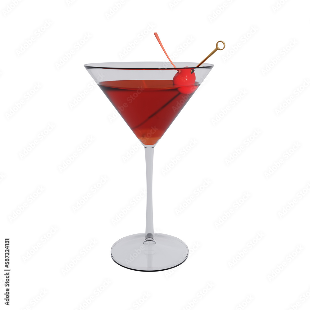 Manhattan cocktail on white background. 3d rendering Manhattan cocktail on white background. 3d rendering