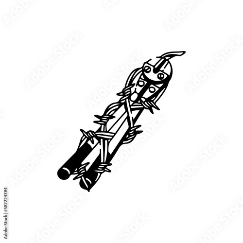 vector illustration of pliers with barbed wire