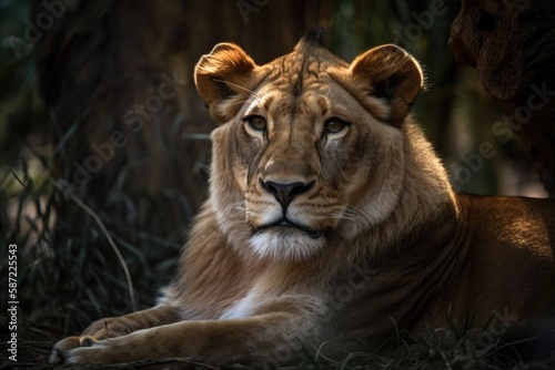 One of the four large cats in the genus Panthera and a member of the Felidae family is the lion. It is the second largest living cat after the tiger, with some males weighing more than 250 kg (550 lb