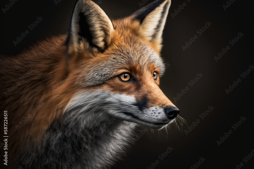 Portrait of a red fox (Vulpes vulpes), Generative AI