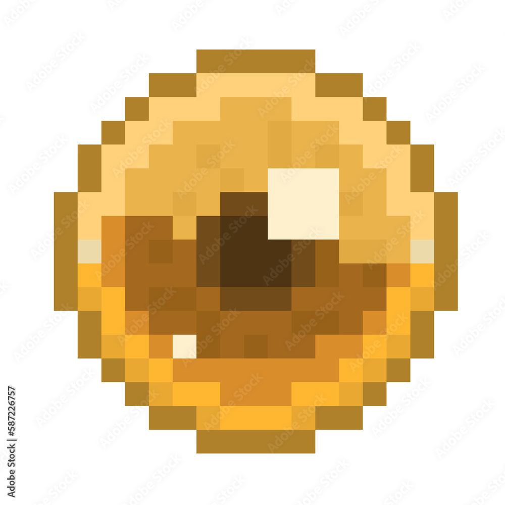 Pixel art gold eye ball icon illustration.