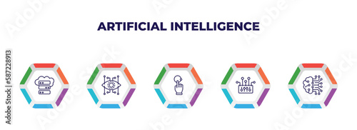 editable outline icons with infographic template. infographic for artificial intelligence concept. included storage, bionic, interactivity, control, cookies icons.