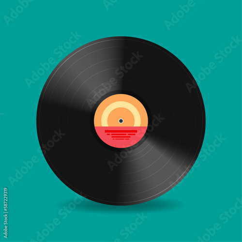 Vinyl plate, minimalist illustration, layered, easy to edit