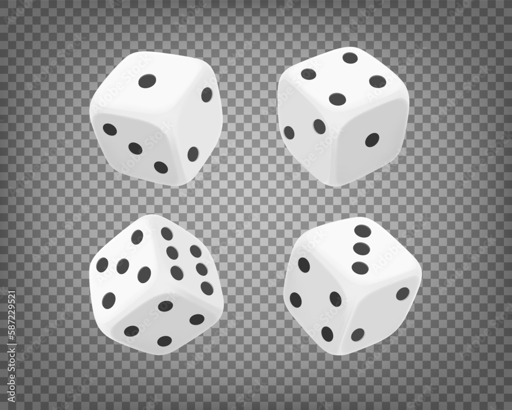 White dice isolated on transparent background. 3d vector clipart White dice isolated on transparent background. 3d vector clipart
