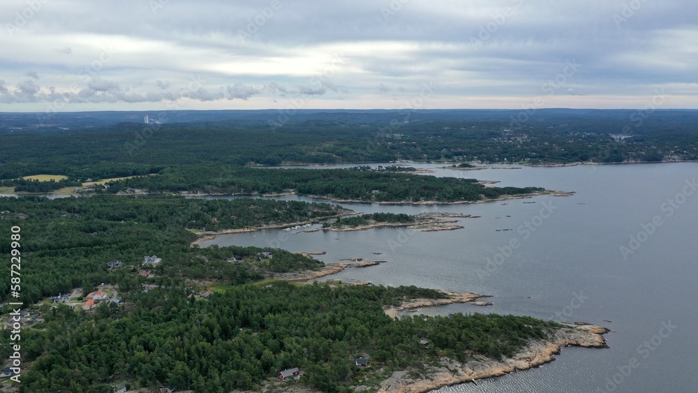 paysage de foret et de cote rocheuse en Norvège