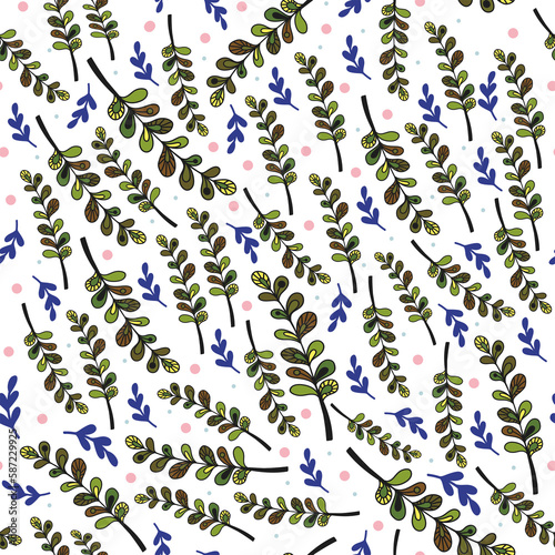 Seamless pattern with ornamental plants. Vector file for designs.