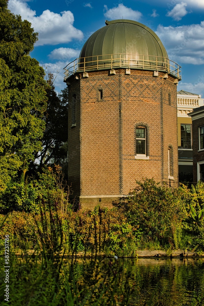 Vertical shot of the Leiden Astronomical Observatory, Leiden, the Netherlands
