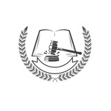 judge's gavel badge vector icon of lawyer  concept design template